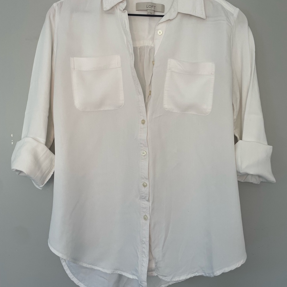 LOFT White Button-Up Shirt